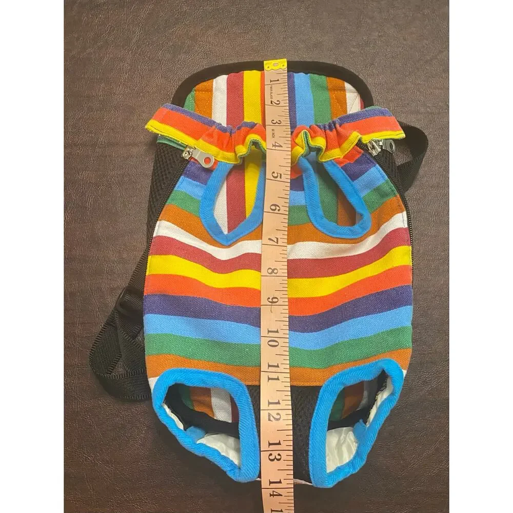 Rainbow Stripe Dog Carrier Backpack Front Pack Pet Carrier Medium 9-15 lb
